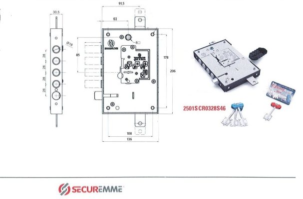 SERRATURA A DOPPIA MAPPA SECUREMME PER PORTA BLINDATA